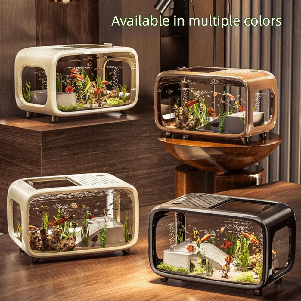 Durable Compact Aquarium Kit Transparent Clear Viewing Fish Tank Drop Resistant Desktop Aquarium Bedroom