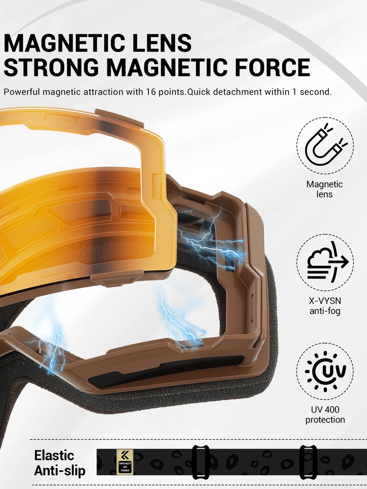 Gafas de Esquí KAPVOE UV400 Antivaho de Doble Capa, Antirreflejos, Resistentes al Viento, para Invierno, Esquí, Snowboard, Deportes de Nieve, Protección para Esquí al Aire Libre