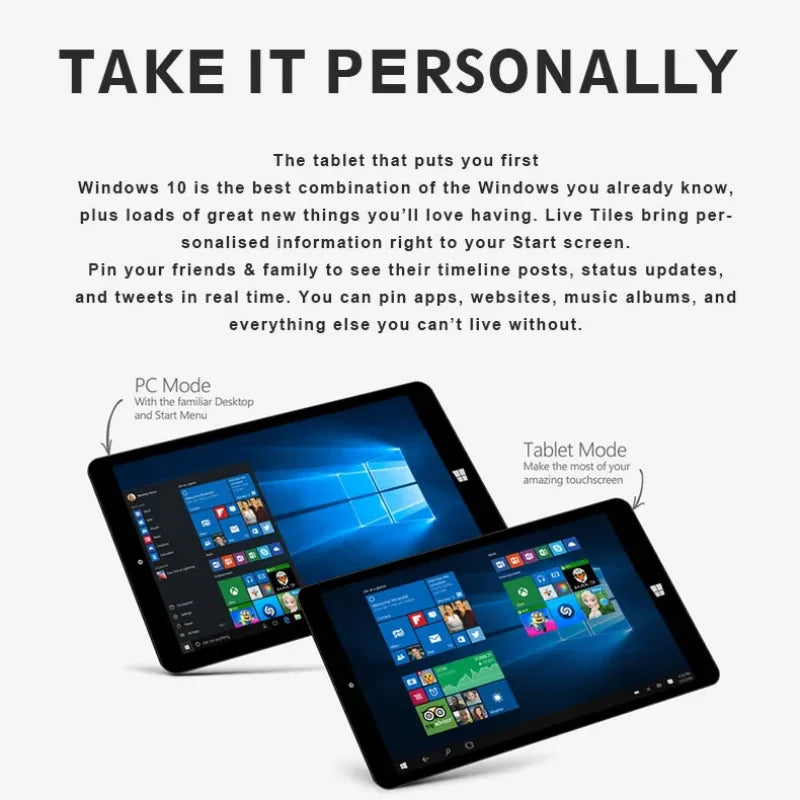 Tableta PC con Windows 10, pantalla de 8 pulgadas, modelo T10 AR3, procesador Z8350, 8 GB de RAM, 128 GB de ROM, batería integrada de 4000 mAh, doble cámara, procesador de cuatro núcleos, conexión Wi-Fi.