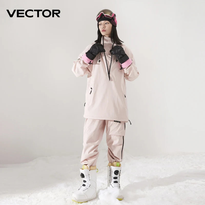 Conjunto de chaqueta y pantalones de esquí VECTOR para invierno, para mujer y hombre, de color liso, térmico, para practicar deportes de nieve, chaqueta de snowboard, resistente al viento, ropa de montaña, ropa de esquí.