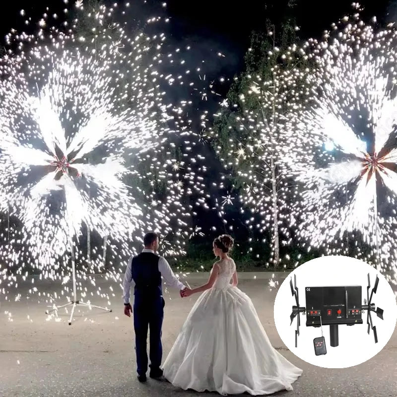 Máquina de Chispas Frías de Doble Rueda para Pirotecnia, Bodas, Eventos, Festivales, con Control Remoto