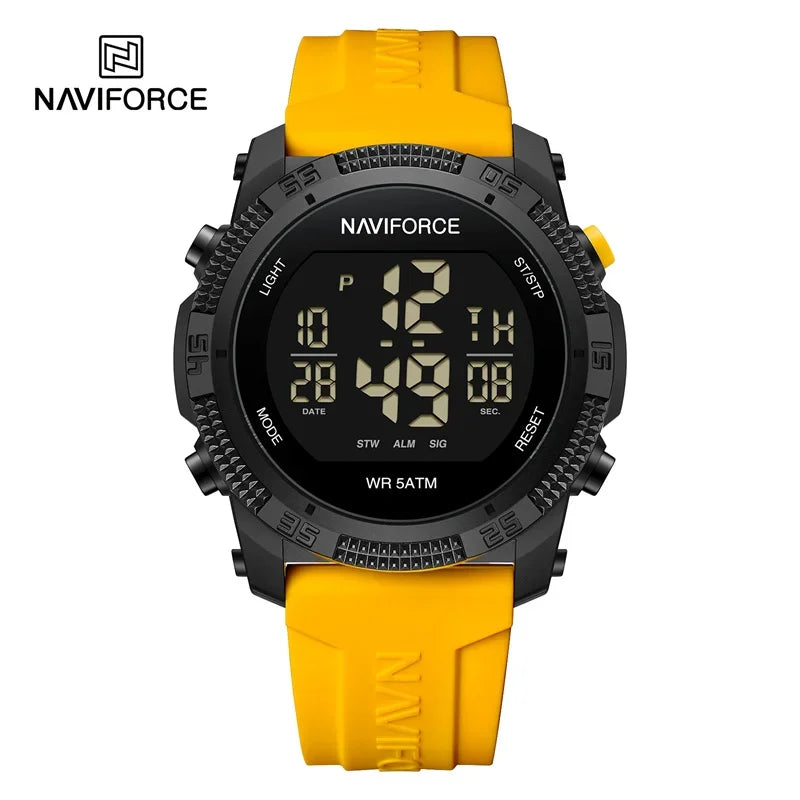 Reloj NAVIFORCE para hombre, digital LCD, a la moda, casual, con visualización de fecha y día de la semana, alarma, resistente al agua 3ATM, correa de silicona, reloj electrónico