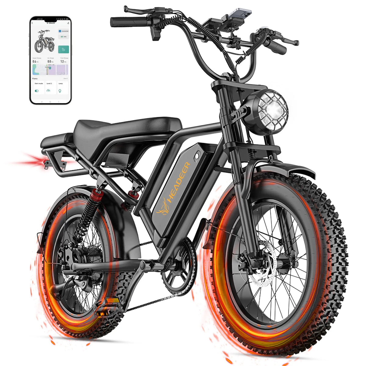 Bicicleta eléctrica HEADEER BK20 de 20*4 pulgadas para adultos, 5 velocidades, 750W, batería de litio de 48V 20Ah, frenos de doble disco, bicicleta eléctrica con pantalla LCD
