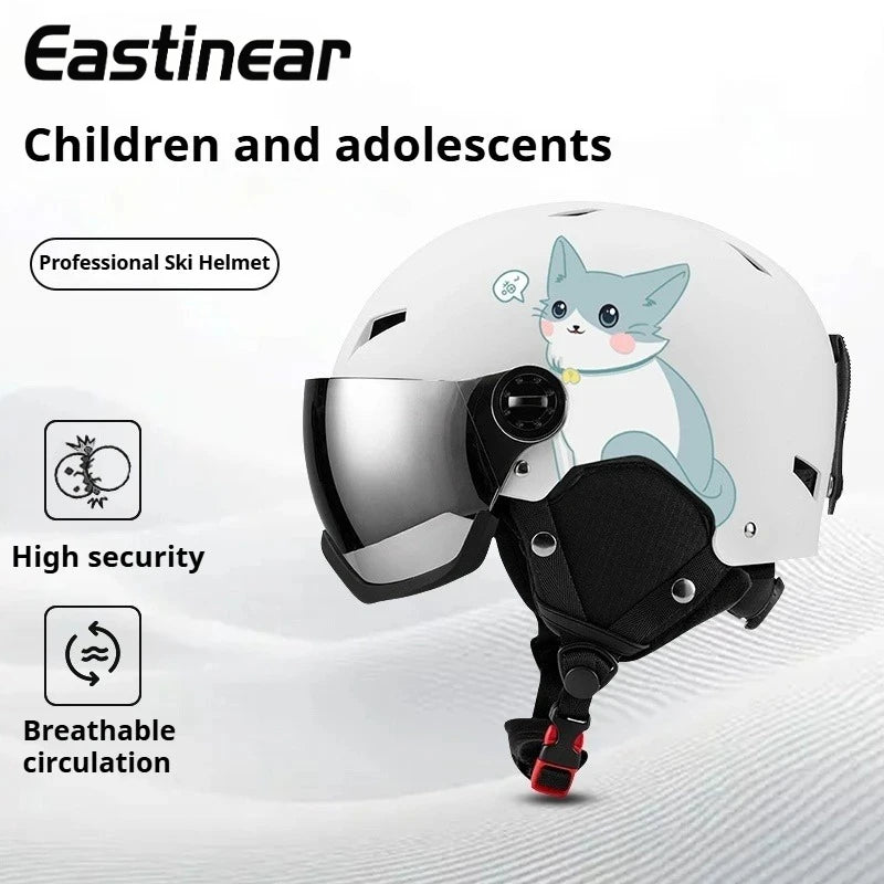 Eastinear-casco de esquí para gatito para hombre, gafas de nieve en uno, equipo de esquí deportivo cálido para adulto, casco de Snowboard, accesorios de snowboard
