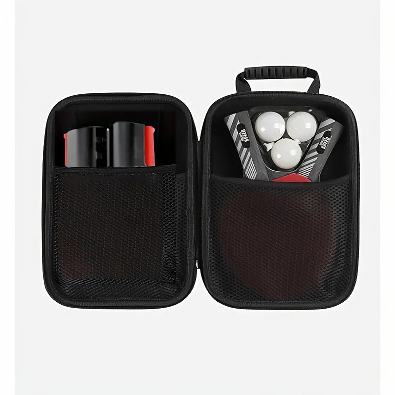 Juego de Raquetas de Tenis de Mesa Boli de Dos Palas y Tres Bolas, Estuche Rígido de Cuero, Juego de Raquetas de Tenis de Mesa Profesionales de Madera Sólida de Siete Capas