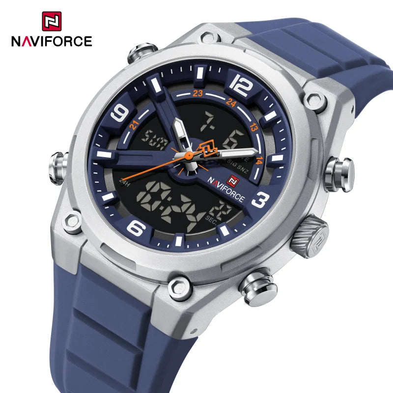 Reloj deportivo NAVIFORCE NF9265, nuevo modelo, resistente al agua y a los golpes, con calendario luminoso y correa de silicona para hombre