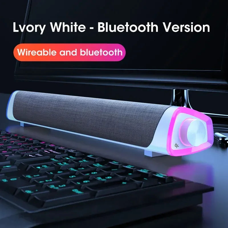 Barra de sonido de 2,1 canales con subwoofer, sistema de altavoces Bluetooth 5.0 para TV/PC, audio HD de graves estéreo alimentado por USB para computadora portátil/Macbook
