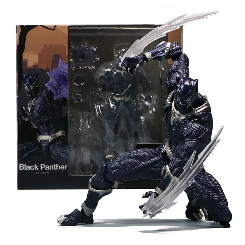 Figura de acción de Black Panther de Revoltech Yamaguchi, modelo de Deadpool y Venom, juguetes de Black Panther King of Wakanda T'Challa