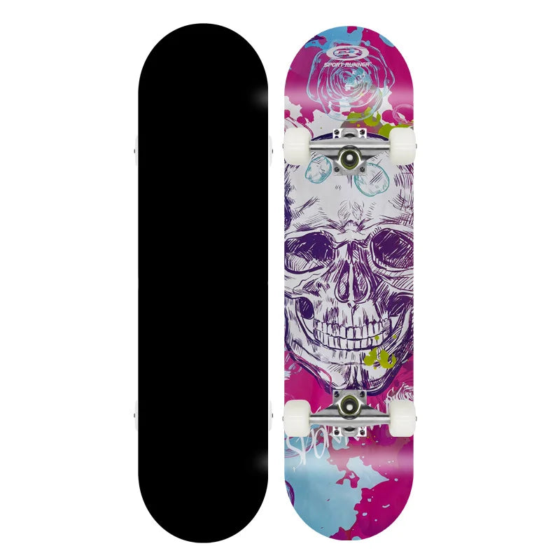 Patineta Completa para Trucos de Doble Patada, Madera de Arce, 4 Ruedas, Impresión por Transferencia de Calor, para Principiantes, Adultos y Niños