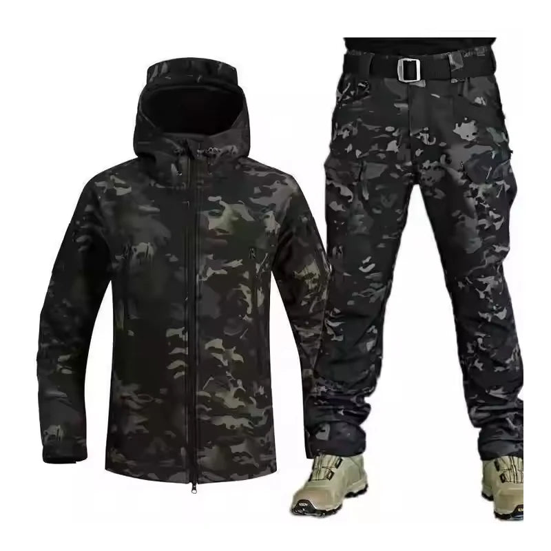 Chaquetas impermeables de lana SoftShell para hombre, abrigos con capucha para pesca, senderismo, Camping, escalada, pantalones de esquí, Otoño e Invierno