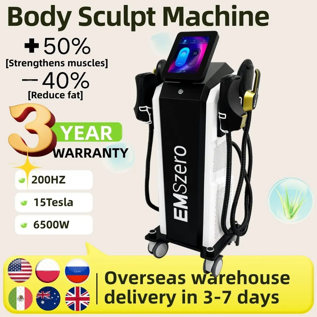 Máquina de Escultura Corporal EMSZERO Neo, 6500W, 200Hz, Dispositivo de Radiofrecuencia (RF) para Adelgazamiento Corporal y Estimulación Muscular
