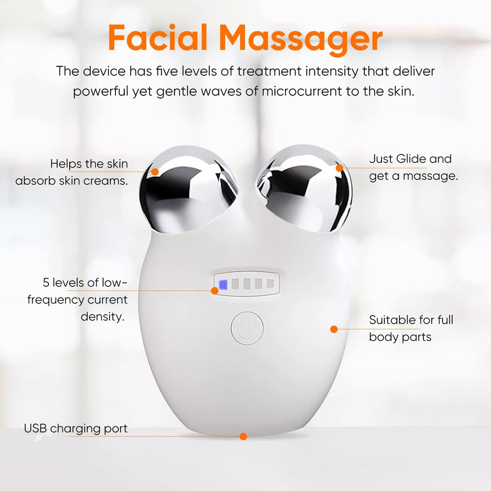 Máquina de estiramiento Facial de microcorriente rodillo facial eléctrico para estiramiento Facial estiramiento de la piel masajeador EMS para ojos y cara masajeadores faciales papada reductor y lifting