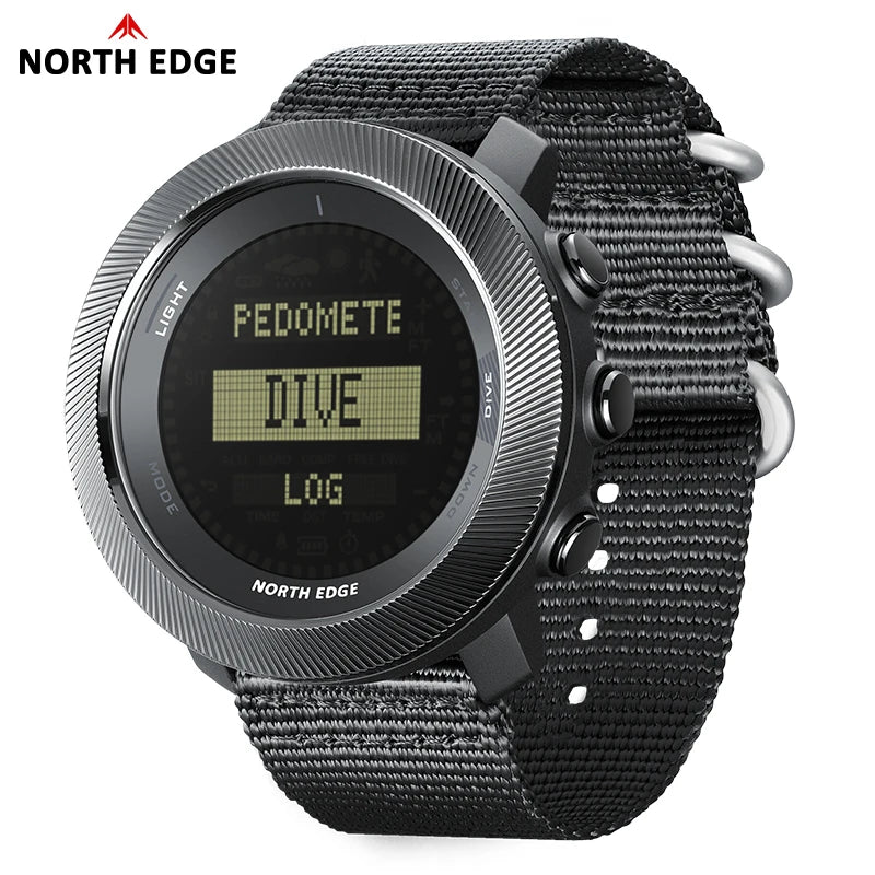Reloj digital para hombre NORTH EDGE APACHE-D, para buceo libre, deportes al aire libre, natación, sumergible 100M, con altímetro, barómetro y brújula