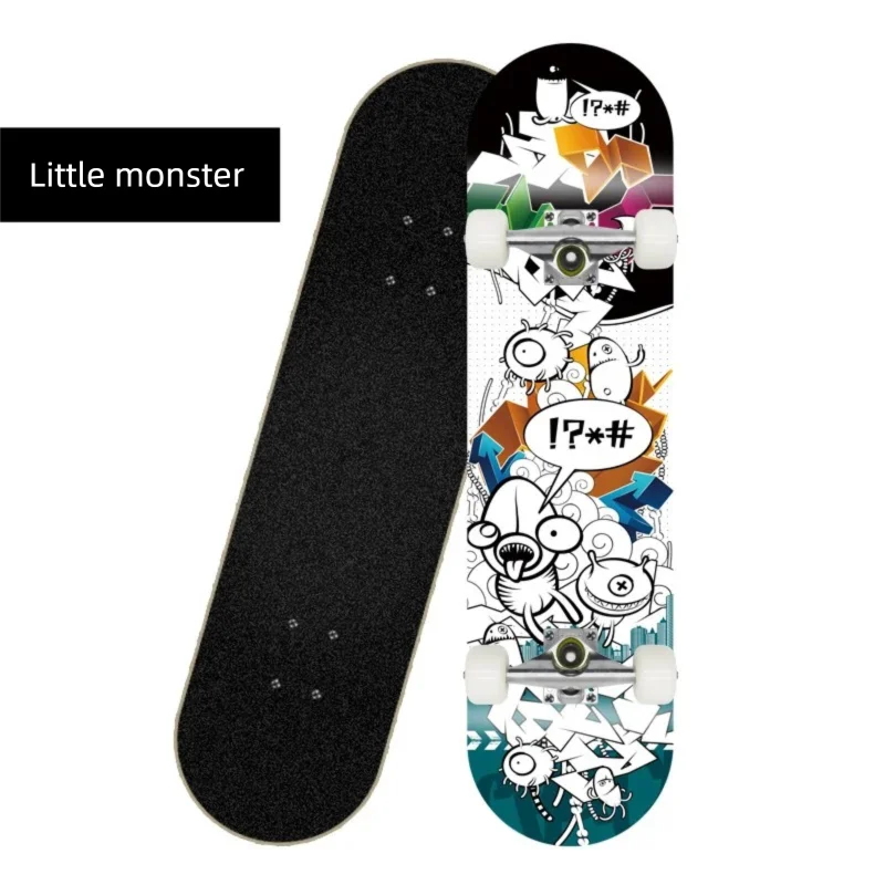Patineta Deportiva de Madera de Arce de 80 cm, 4 Ruedas, Diseño de Doble Kick, Patineta Profesional para Trucos y Calle, para Jóvenes y Adultos