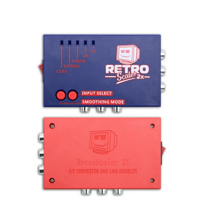 AA91 For RetroScaler2x AV to HD Converter Line-Doubler for Retro Game Consoles PS2 N64 NES Dreamcast Saturn MD1 MD2,Red