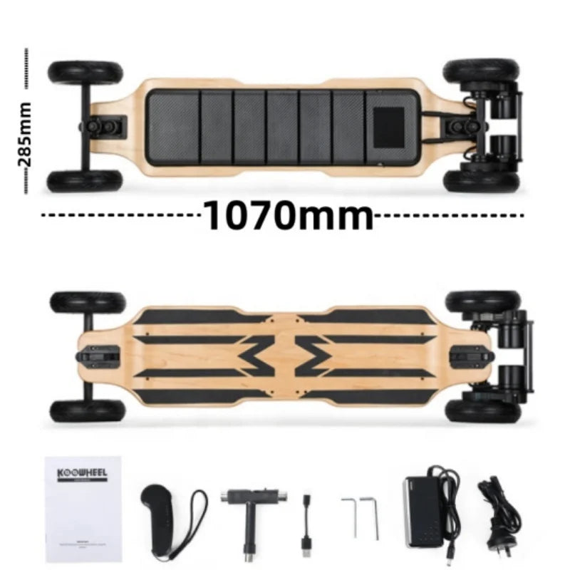 Monopatín Eléctrico de Alta Velocidad con Motor de Correa de 3500W*2, Batería de 15Ah, Plataforma de Bambú y Arce, Alcance de 50KM, para Montaña
