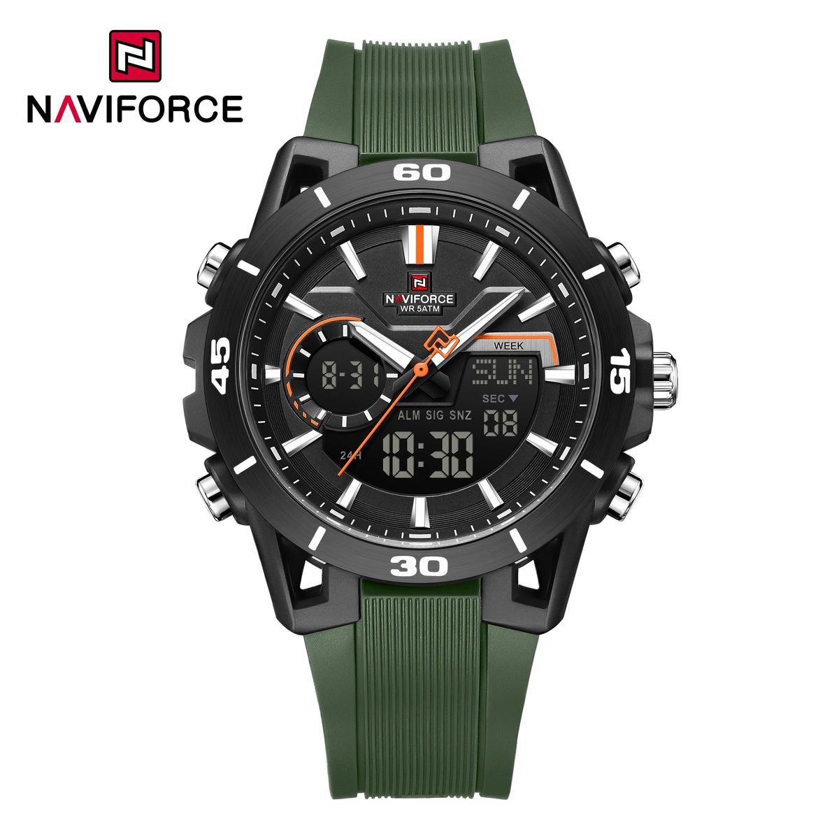 7135 NAVIFORCE Men's Dual Time Watch Fashion Sport Water Resistant Countdown Wristwatch Man Chronograph Alarm Clock Reloj Hombre