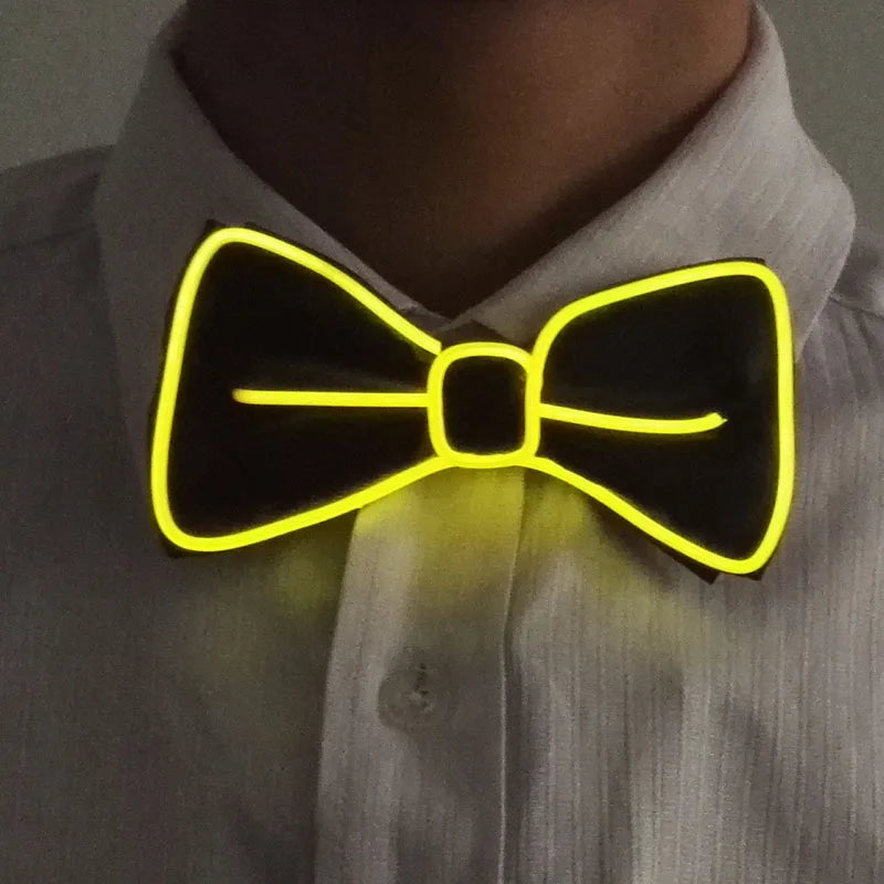 Nuevo estilo, pajarita de neón iluminada, corbata LED de alambre EL, barra luminosa brillante, corbata de fiesta, decoración navideña, accesorios de disfraz Rave