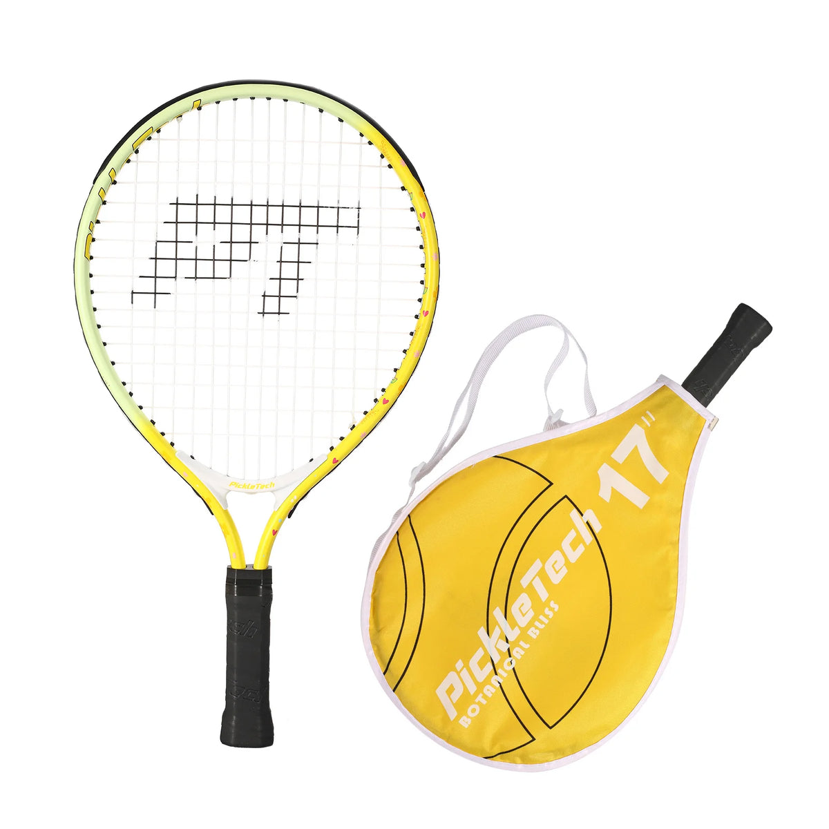 AMASPORT&PickleTech Raqueta de Tenis para Niños de 17 Pulgadas, Raqueta de Tenis de Aluminio con Bolsa para Niños Pequeños, Raquetas para Jugar al Aire Libre/Interior