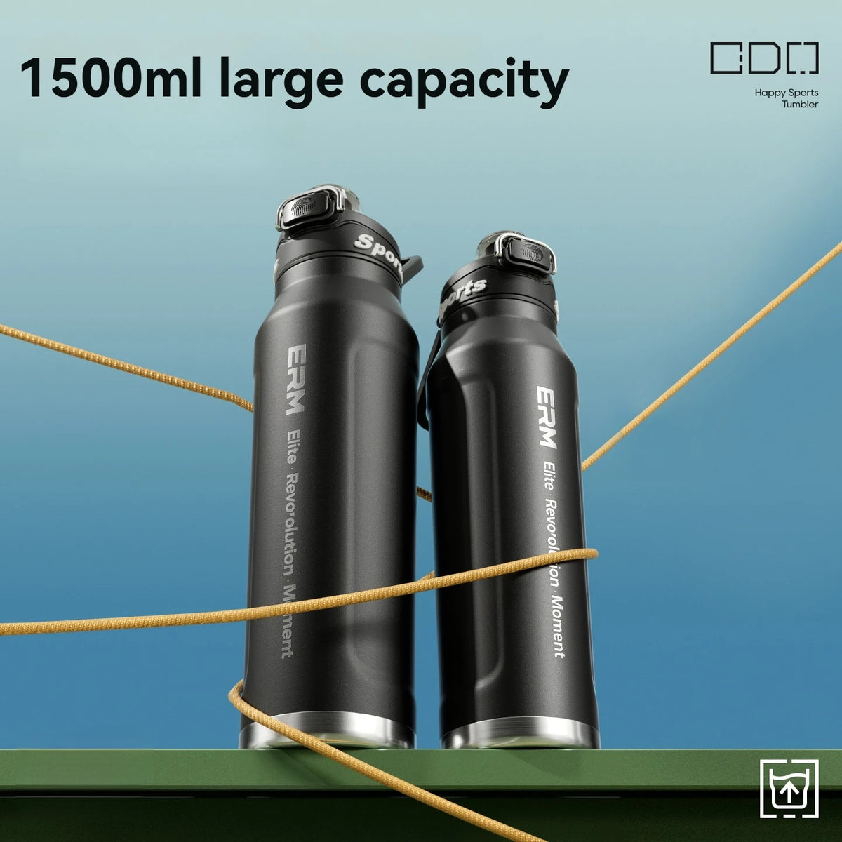 Botella de agua aislada de acero inoxidable, termo para ciclismo, para bebidas frías y calientes, de doble pared, portátil, con asa, taza deportiva para exteriores