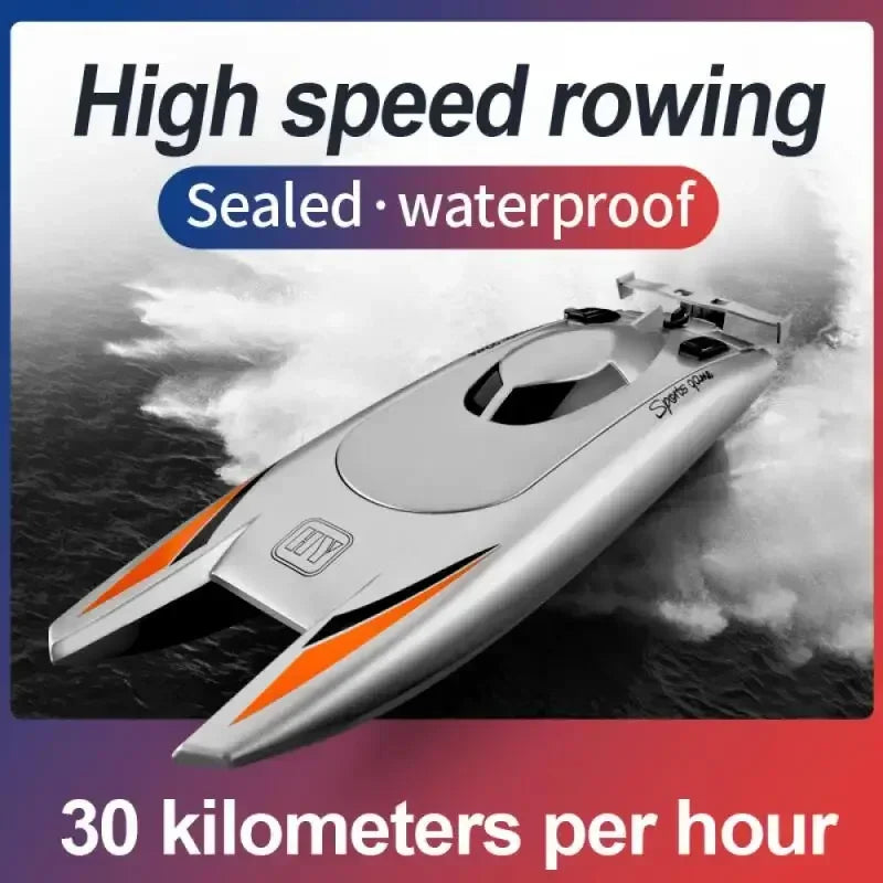 Lancha rápida RC 2.4G de alta velocidad, barco a control remoto de 30 km/h con doble motor, resistente al agua y evasión de obstáculos, juego para niños, regalo para niños.