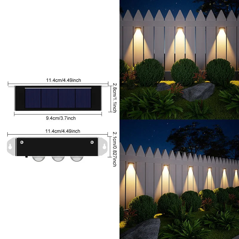 4PCS Outdoor Solar Wall Light Waterproof Warm White LED For Garden Yard Pathway Porch Corridor Home Exterior Lighting