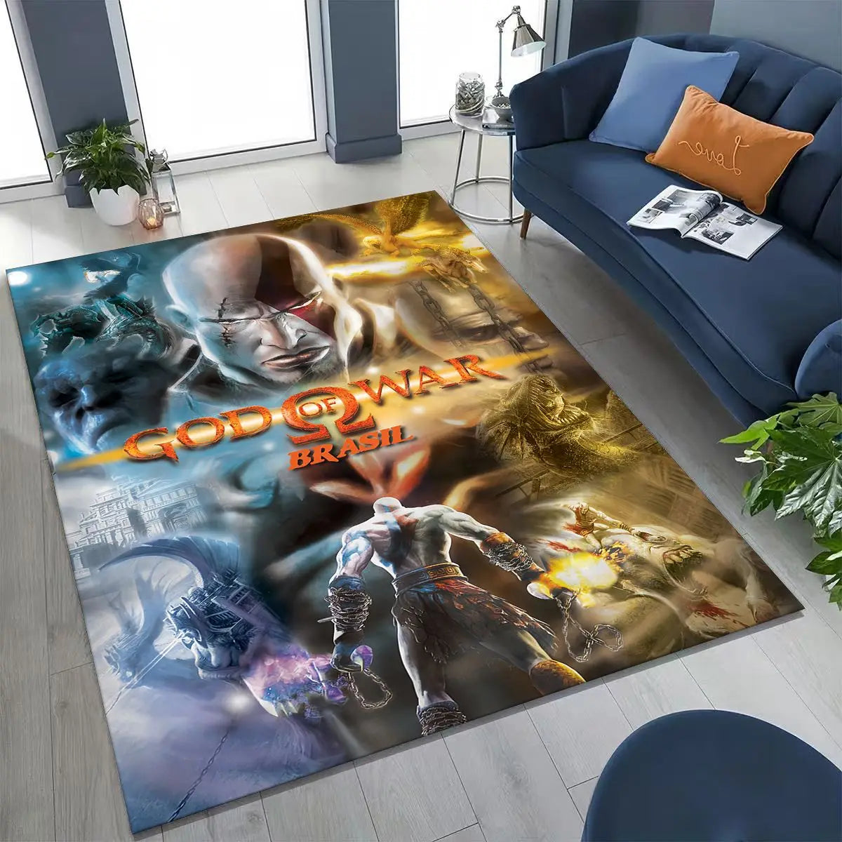 Alfombra de juego 3A de Kratos de God of War Classics para dormitorio, sala de estar, sofá, felpudo de decoración para el hogar, alfombrilla grande antideslizante para juegos de niños