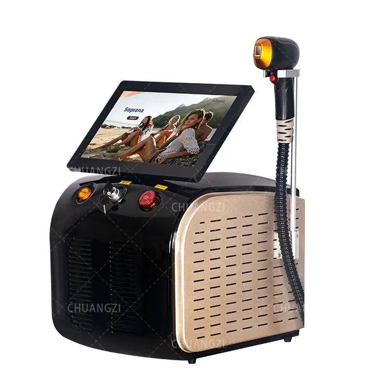 Máquina Profesional de Depilación Láser de Diodo Portátil Ice Platinum 808nm, 3 Longitudes de Onda 755 808 1064nm, Indolora y Permanente para Salón