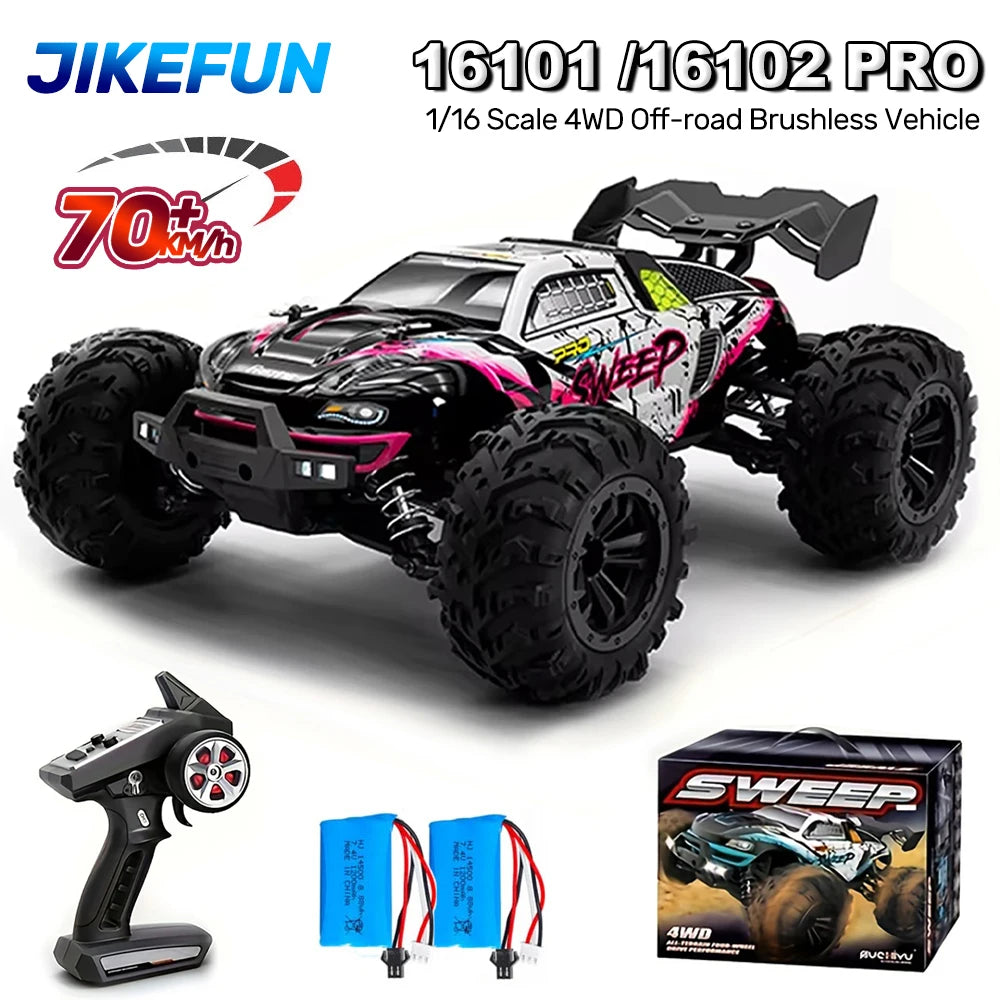Coche RC 1/16 16101PRO 16102PRO 70KM/H de Alta Velocidad, Vehículo Teledirigido 2.4G 4WD Eléctrico sin Escobillas, Todoterreno, para Derrapes, Juguete