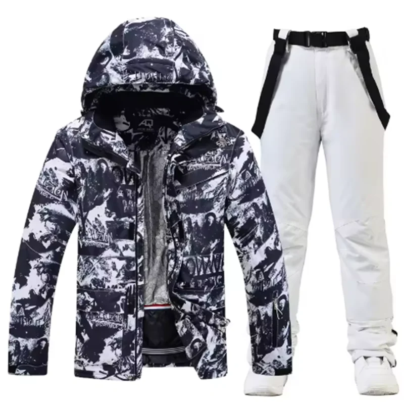 Traje de esquí colorido y cálido para hombre, ropa de snowboard, chaquetas de invierno, pantalones para hombre, ropa impermeable, disfraces de nieve,-30