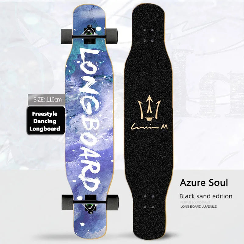 Patineta Completa para Mujer, Longboard de 110/120 cm, Tabla de Madera de Arce de 7 Capas, Ruedas de PU, para Principiantes, Freestyle, Baile Callejero