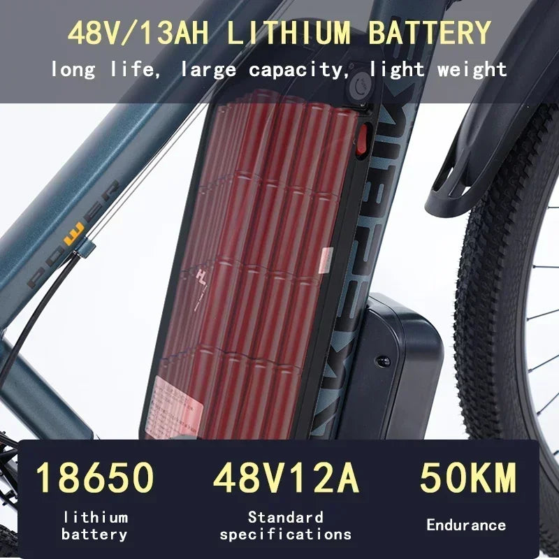 Bicicleta eléctrica AKEZ 2025 de nuevo estilo, 29 pulgadas, 48V 1000W, 13AH/18AH, bicicleta eléctrica de aleación de aluminio con doble freno de disco para adultos