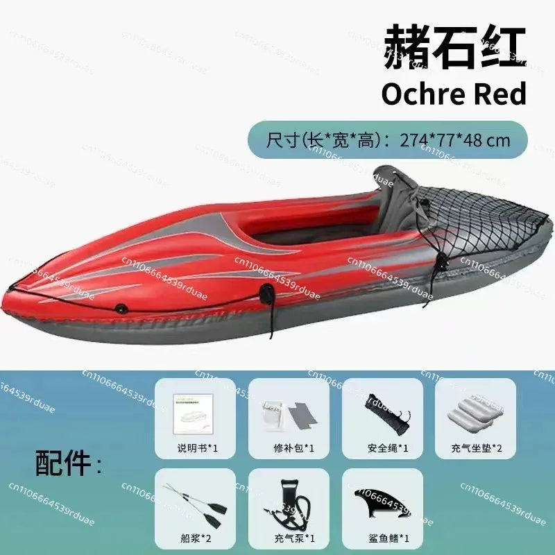 Kayak Inflable Plegable para Exteriores, Bote de Goma, Bote de Asalto, Aventura, Canoa Individual o Doble, Bote de Pesca