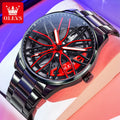 Reloj de lujo para hombre OLEVS 9937, resistente al agua, diseño de llanta de coche deportivo, reloj de cuarzo para hombre, de alta calidad, a la moda, el más vendido, luminoso.