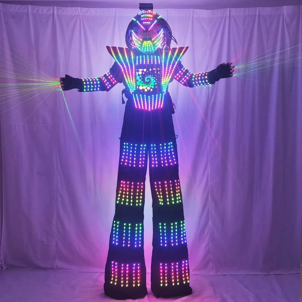 Traje de robot LED futurista mejorado 2026 con luces para espectáculos en festivales y eventos