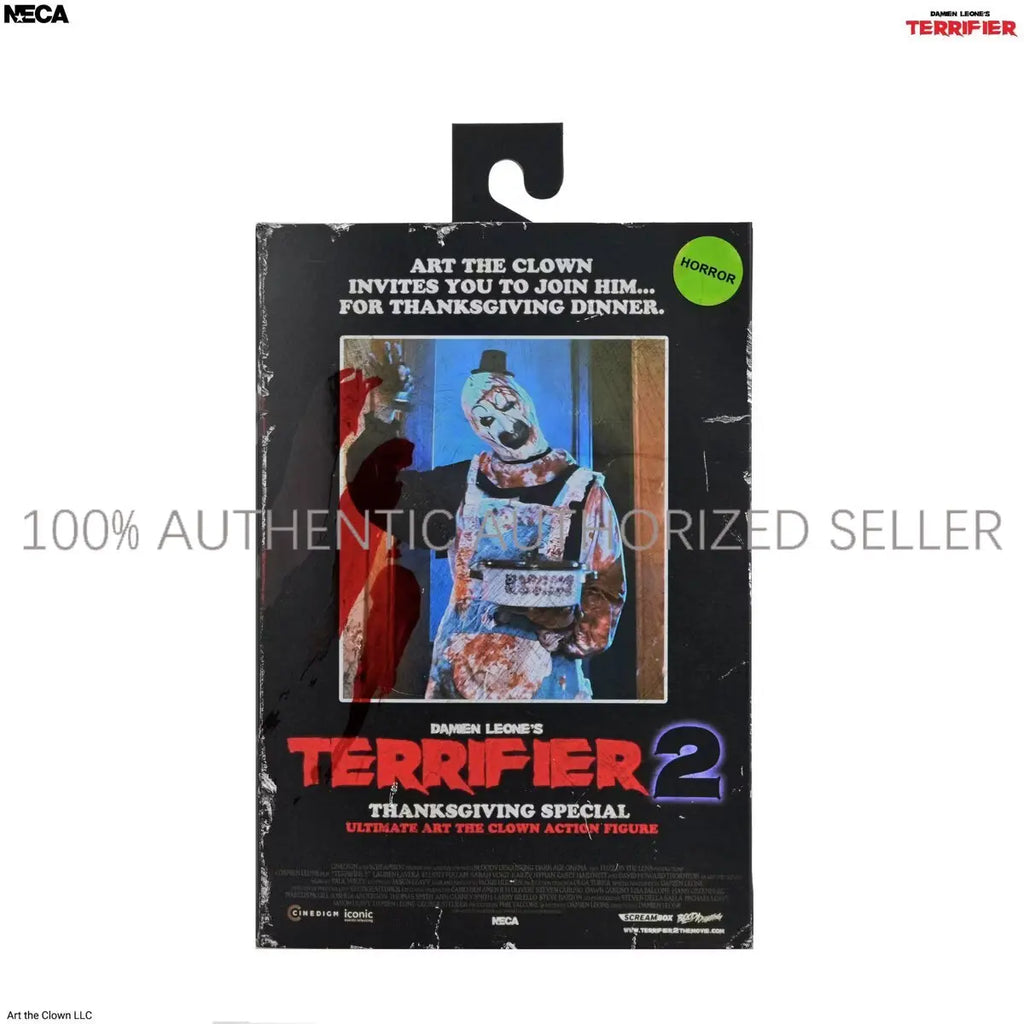 100% Original NECA Toys Terrifier 2 - Ultimate Thanksgiving Art the Clown Figura de Acción a Escala de 7 Pulgadas, Muñeca Modelo, Kit de Garaje
