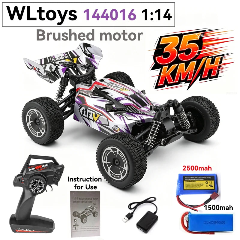 Coche RC de alta velocidad WLtoys 1/12 124017 - Vehículo eléctrico de drift 4WD sin escobillas de 75 km/h con control remoto 2.4G para carreras