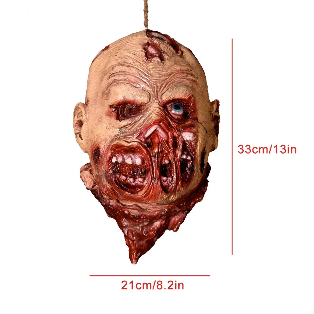 Decoración de Halloween casa embrujada Horror pelo largo cabeza simulada Ghos colgante accesorios de Halloween habitación Escape colgante con cuentas