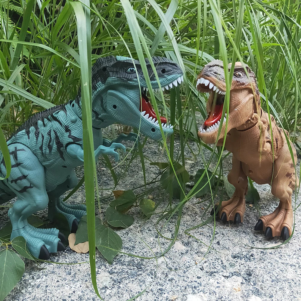 Juguete eléctrico de dinosaurio robot de gran tamaño que camina, echa humo, pone huevos, con luces y sonidos, modelo de juguete mecánico para niños