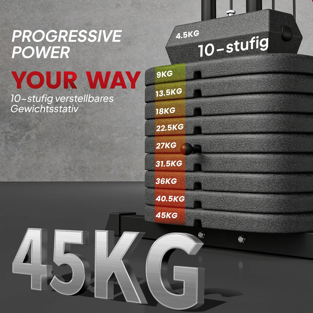 Gimnasio multifuncional con pila de pesas de 45 kg, máquina de pesas compacta para gimnasio en casa con prensa de piernas, equipo de entrenamiento de fuerza para todo el cuerpo, ideal para pecho, espalda, brazos y piernas, e