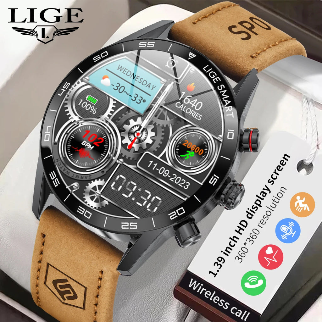 Reloj inteligente empresarial LIGE para hombre, llamada Bluetooth, monitor de salud, resistente al agua IP67, rastreador de actividad física, pulsera inteligente, reloj inteligente 2024