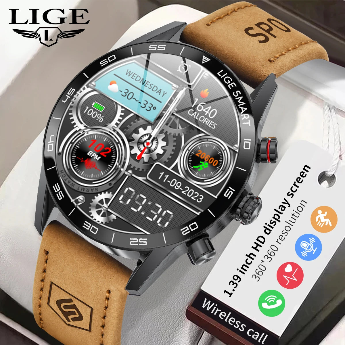 Reloj inteligente empresarial LIGE para hombre, llamada Bluetooth, monitor de salud, resistente al agua IP67, rastreador de actividad física, pulsera inteligente, reloj inteligente 2024
