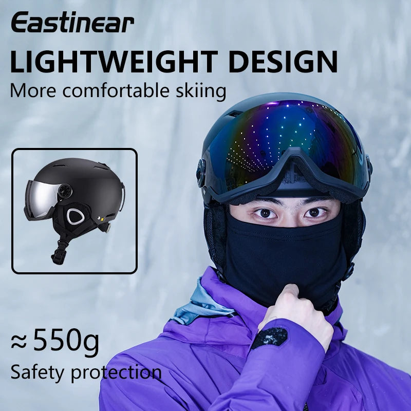 Eastinear 2024 nuevo casco de esquí profesional al aire libre gorra de espejo anticolisión cálida equipo de esquí integrado para hombres y mujeres