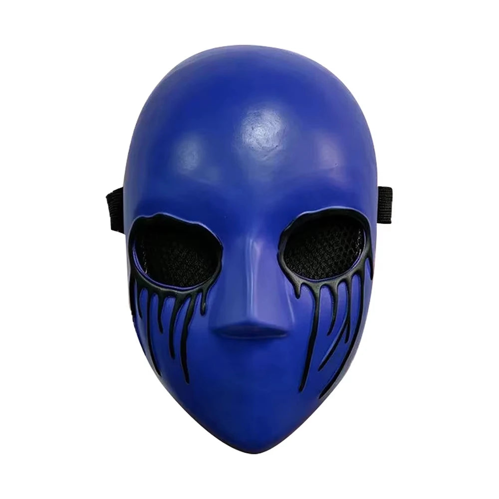 Máscara de cosplay de cara completa de Eyeless Jack, accesorio de disfraz de Halloween para adultos de látex azul con lágrimas de terror