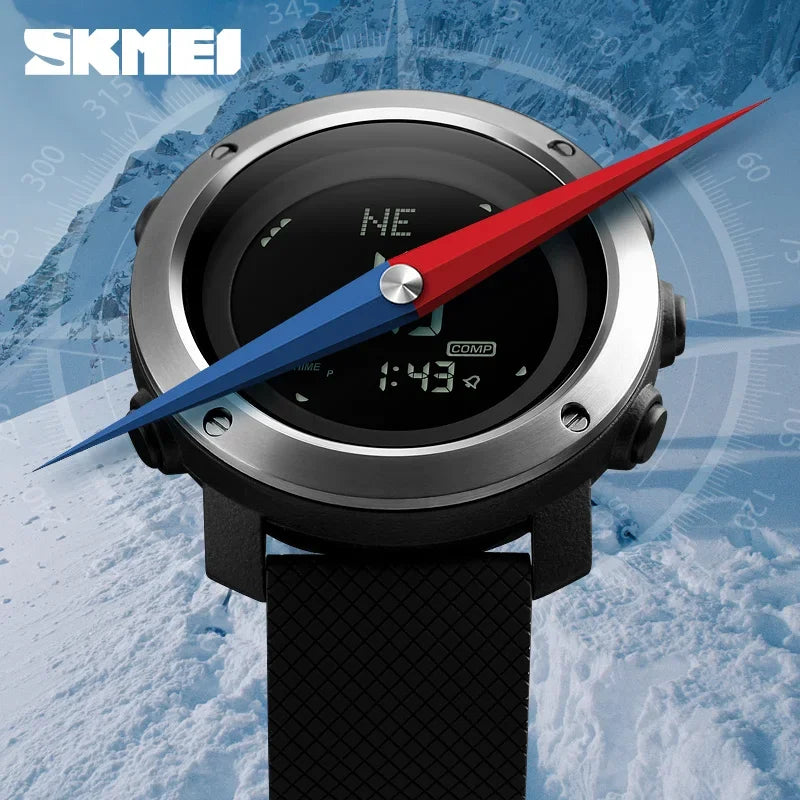 Reloj digital para hombre SKMEI 1427, estilo militar, resistente al agua, electrónico, con brújula y pronóstico del tiempo, modelo 1418