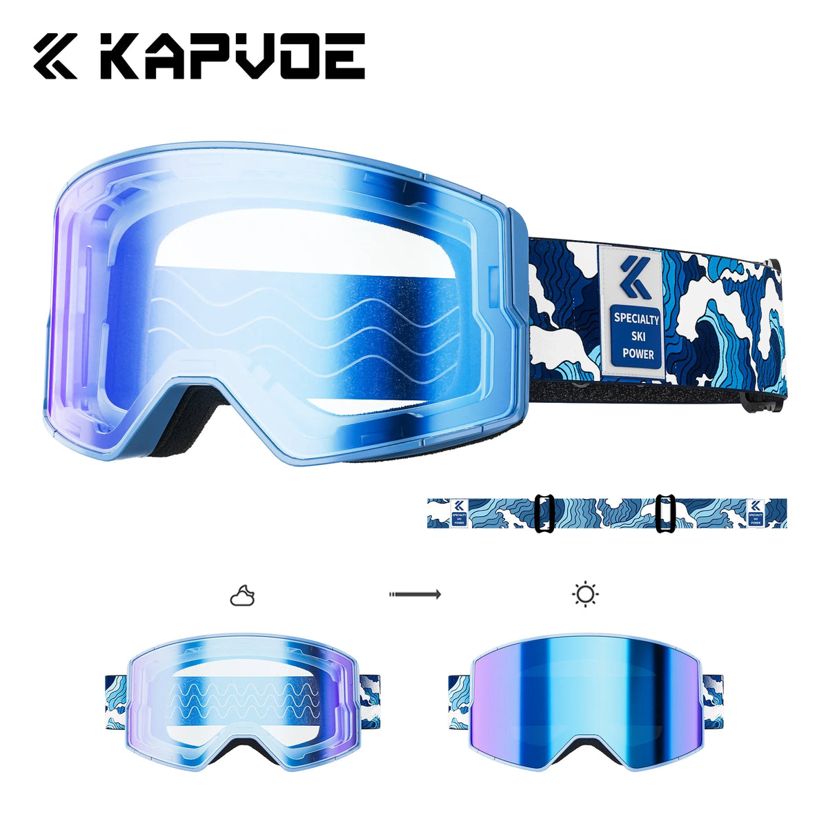 Kapvoe, nuevas gafas de esquí para hombre, máscara antiniebla para Snowboard, gafas de nieve fotocromáticas para mujer, gafas de protección UV400, gafas de invierno para moto de nieve