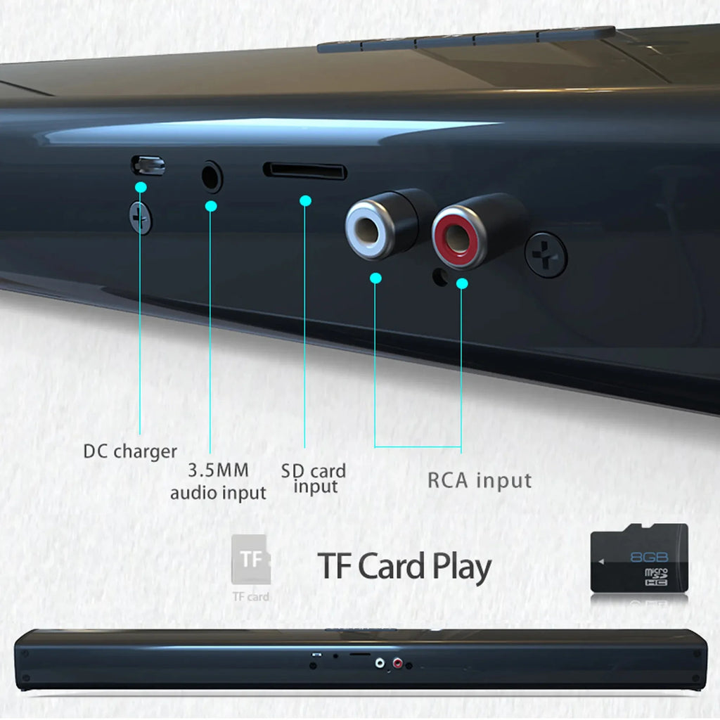 Potente barra de sonido para TV, altavoz Bluetooth inalámbrico y con cable, sistema de sonido estéreo para cine en casa con Radio FM, barra de sonido para centro de música