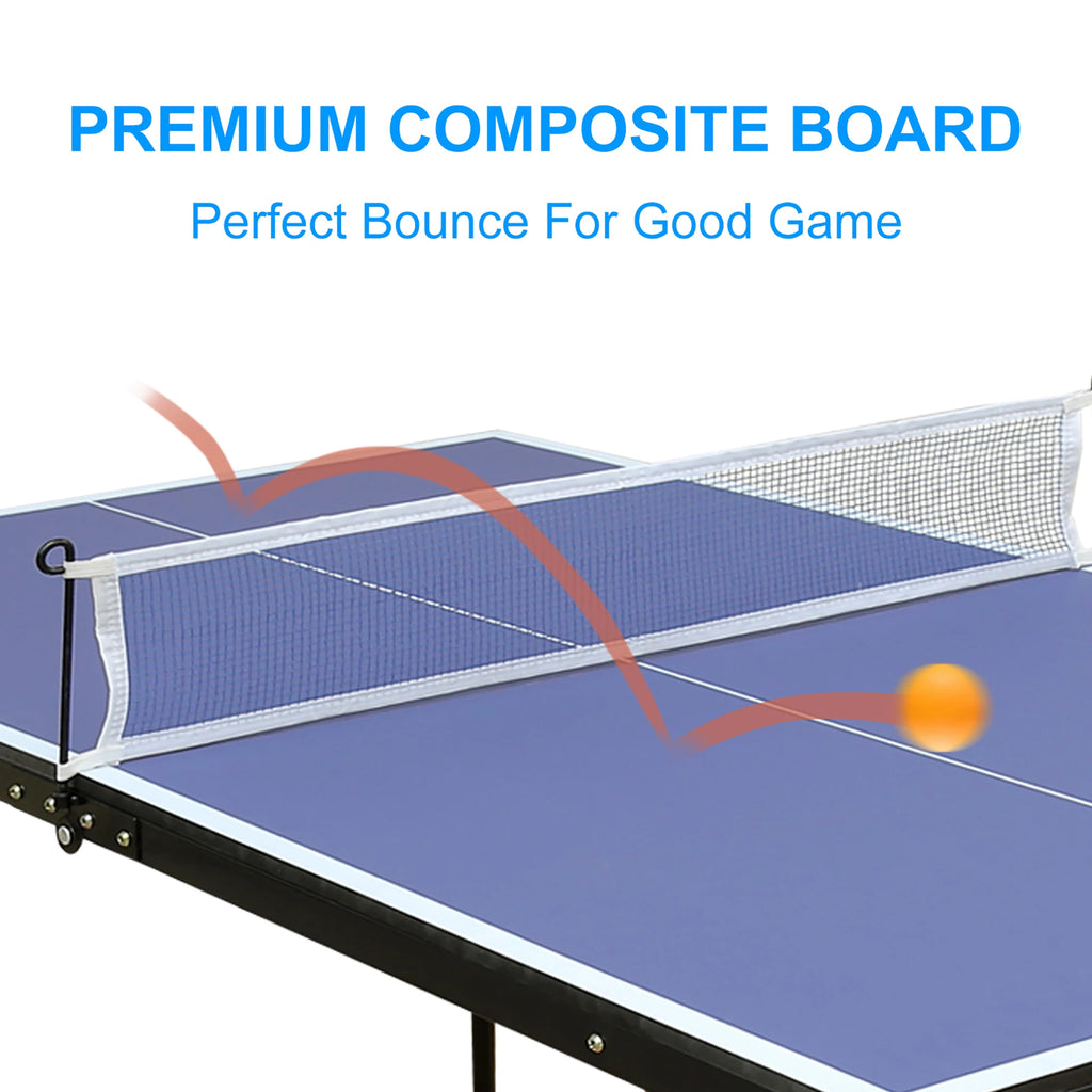 Mesa de ping pong, incluye red y juego de raquetas, apta para uso en interiores y exteriores. Incluye 2 raquetas y pelotas de ping pong