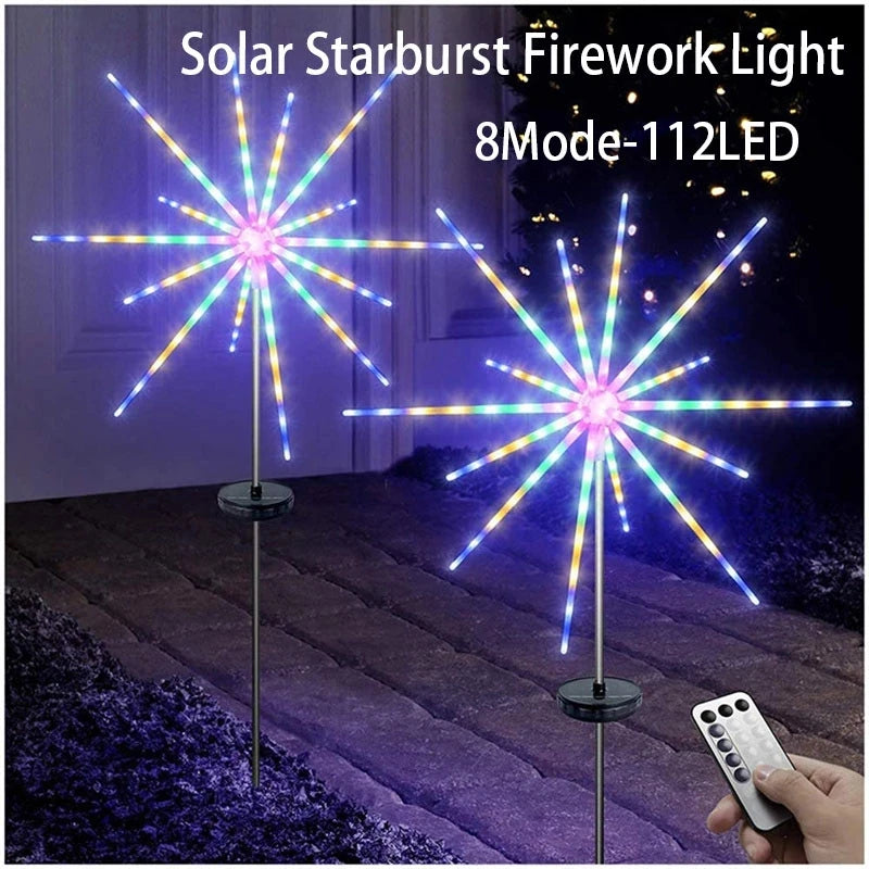 Luz LED de fuegos artificiales solares para exteriores, lámpara de caballo de meteorito, guirnalda de luces, decoración de calle y jardín, luz navideña de Año Nuevo