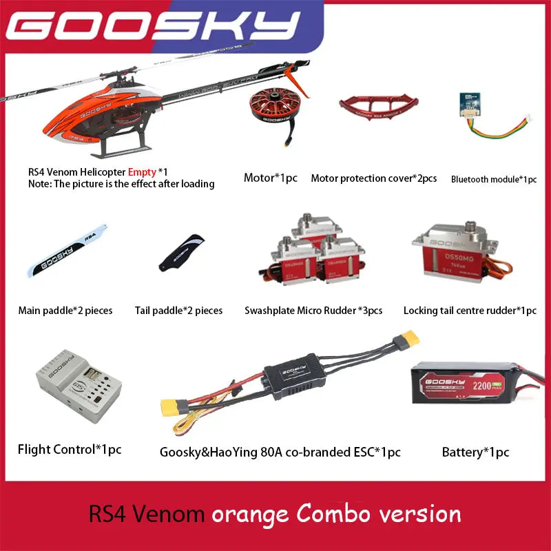 Helicóptero RC Goosky RS4 Venom Combo KIT/PNP, Avión de Control Remoto Profesional para Hombres y Niños, Radiocontrol Inalámbrico